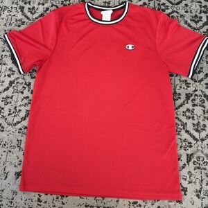 VTG champion mens size medium football jersey solid logo Mesh Shirt Red